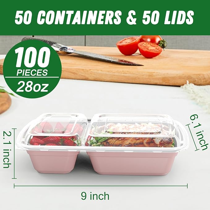 50 Pack 28 oz Meal Prep Containers Reusable