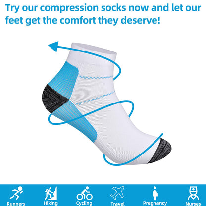 Pnosnesy 3/6/7 Pairs Compression Socks for Men & Women Plantar Fasciitis Socks Low Cut Sports Socks Athletic Socks with Arch Support Plantar Fasciitis