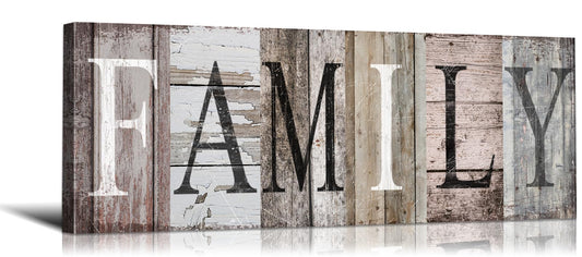 YOUHONG Farmhouse Family Sign Wall Decor with Wooden Frame - Rustic Family Quotes Wall Art for Living Room, Entryway, Bedroom Lightweight Ready to Hang Home Decor (17''W x 6''H)