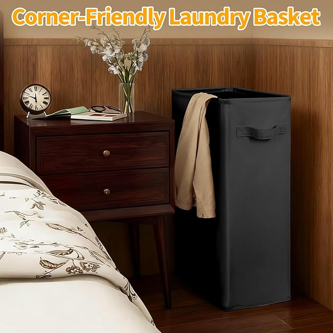 Slim Laundry Hamper, 48L Ultra Thin Collapsible Laundry Basket
