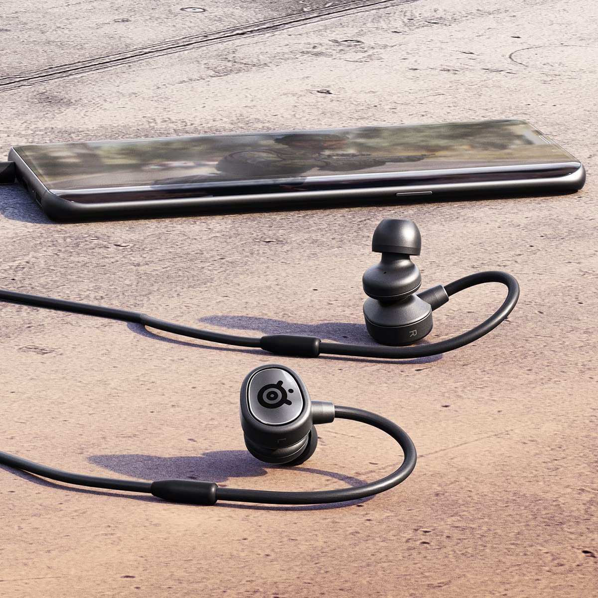 SteelSeries Tusq Gaming Earphones with Detachable Microphone Noise Cancelling for PC/PS/Switch/Smartphone,Ear-Hook,Black,3 Settings to Fit Your Ear Size
