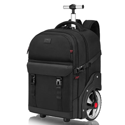 MATEIN Rolling Backpack for Men with Wheels, 17 Inch Large Wheeled Backpack with Combination Lock, Water Resistant Anti Theft Travel Laptop Backpack for Adults Work Business, Black