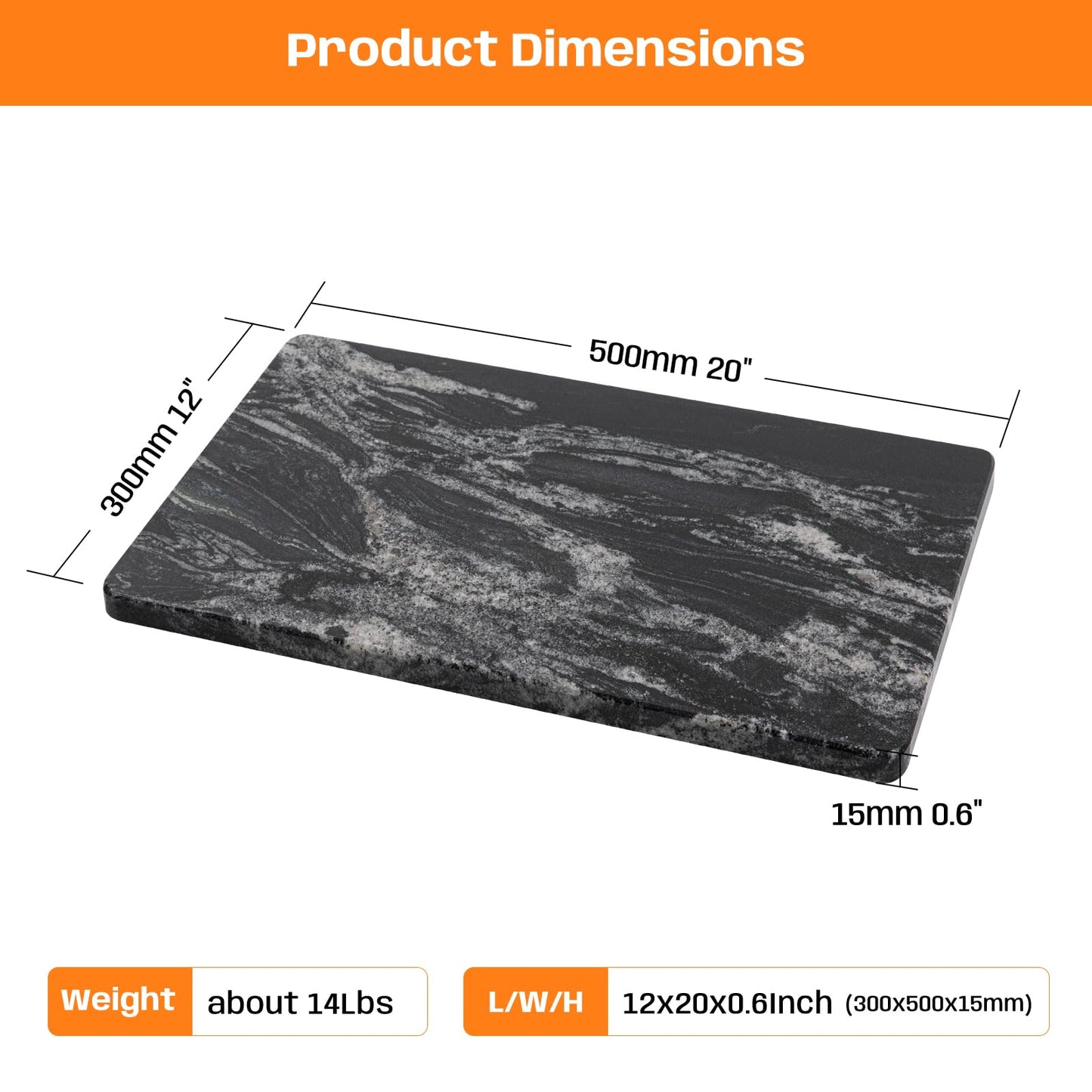 Adolif Black Marble Cutting Board for Kitchen, 12x20 Inch Marble Slab Pastry Board With Non-Slip Feet for Baking, Cheese, Charcuterie, Chocolate – Serving Tray Gift