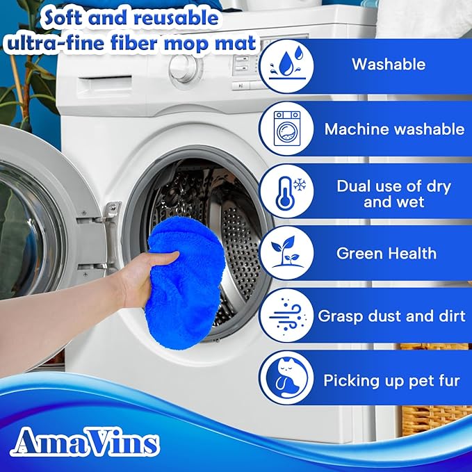 5 Pack Reusable Microfiber Mop Pads Compatible