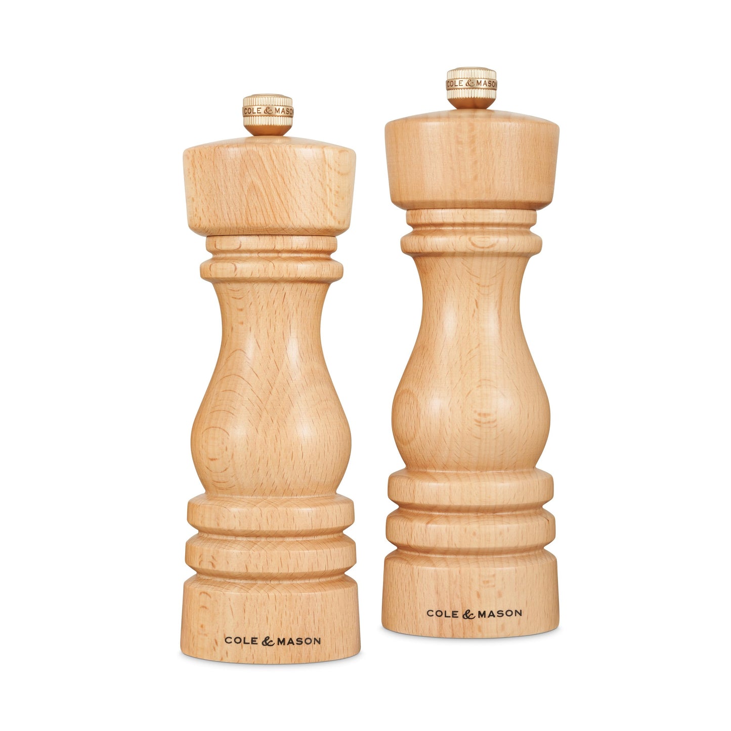 Cole & Mason London Refillable Spice Mill - Kitchen & Home Accessory - Salt and Pepper Grinder Set with Ceramic and Carbon Steel Mechanism - 7", Natural Beech