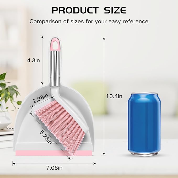 NACENA Mini Broom and Dustpan Set, Small Dust Pan and Brush Set