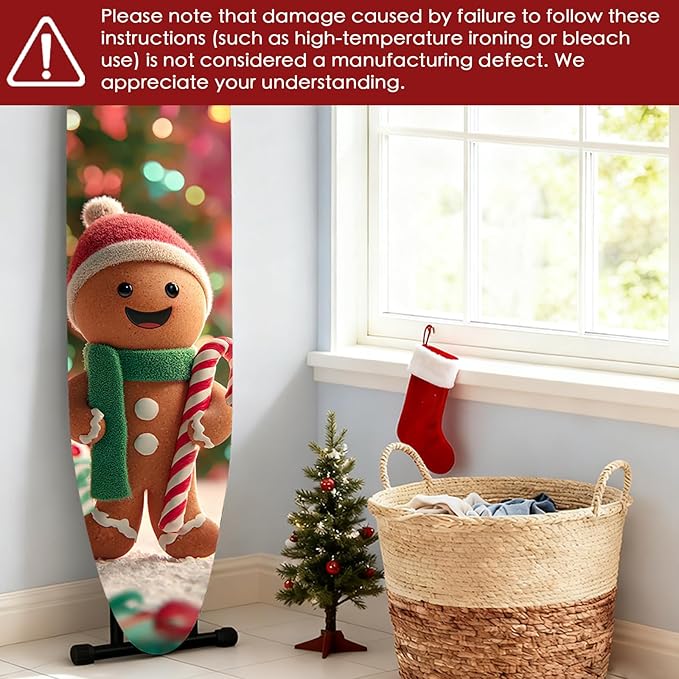 Nuxovilar Ironing Board Covers Winter Gingerbread Man Pattern Polyester 15x54