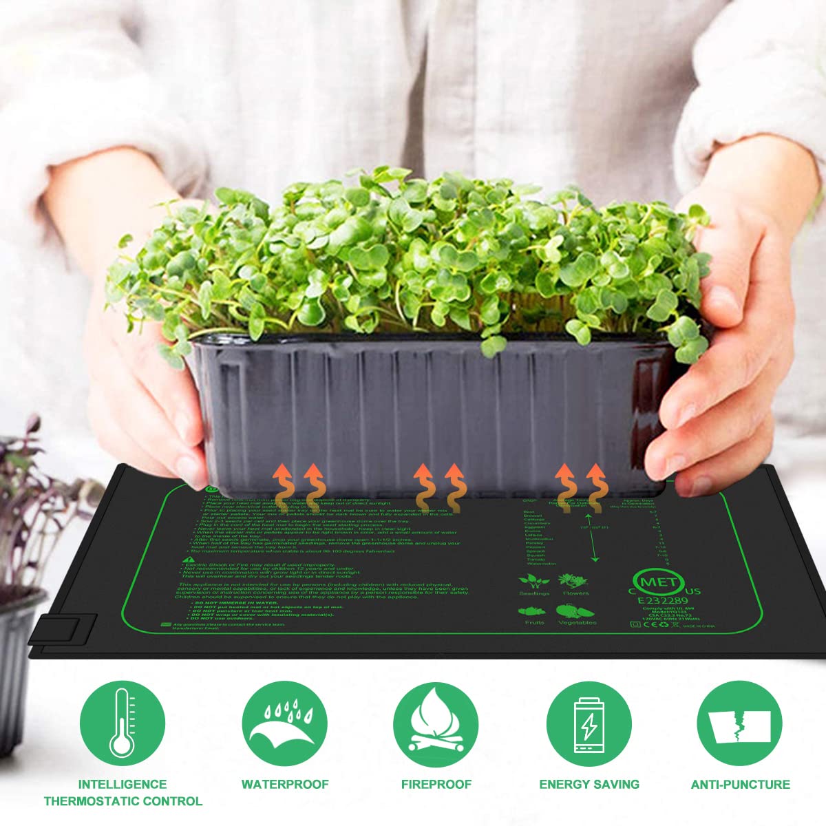 2 Pack 21W Seedling Heat Mat for Seed Starting,10" x 20.75" Waterproof Heating Pad for Indoor Plants Germination