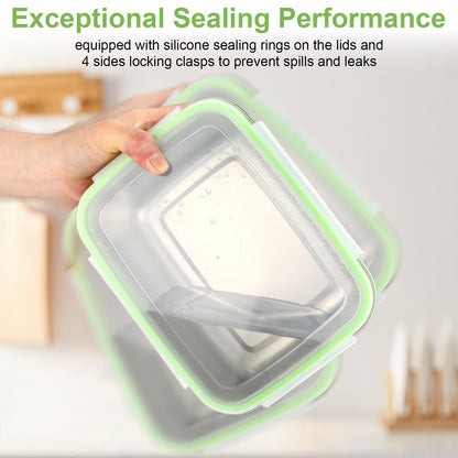 Blushtier 12 PC 304 Stainless Steel Food Storage Containers with Airtight Lids, 95oz/2800ml Metal Meal Prep Containers Bento Box, Freezer Dishwasher Safe Keep Food Fresh for Kitchen, Picnic, Camping