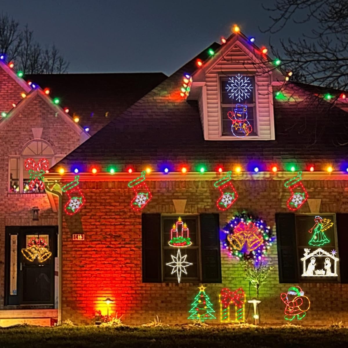 Pytopkto 16" Christmas Window Silhouette Lights Decorations