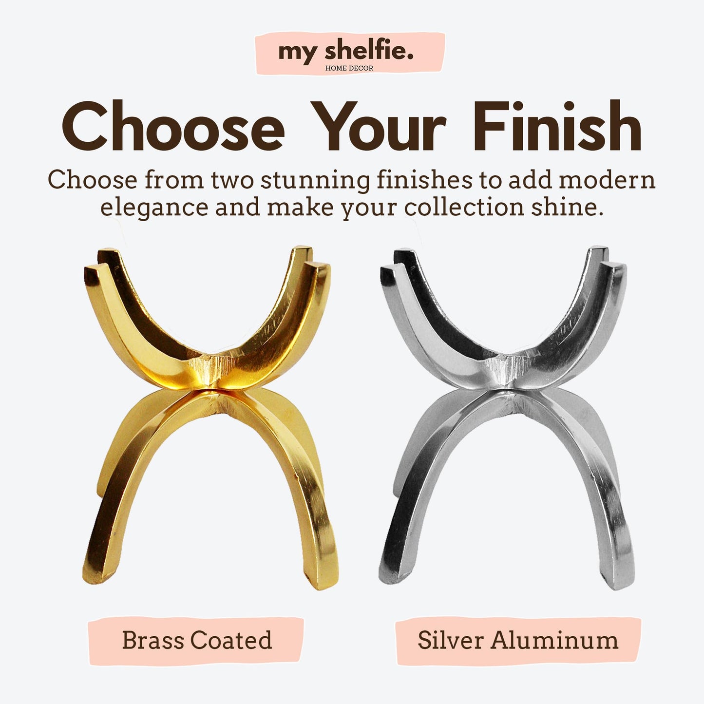 My Shelfie - Modern Brass-Coated Claw Rock Display Stand, Crystal Holder with Invertible Design, Crystal Display Holds Crystals From 2-3 Inches, Handmade Aluminum Rock Stands for Display, Large