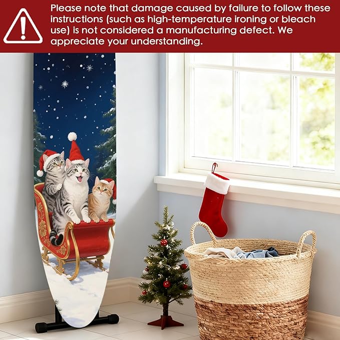 Nuxovilar Ironing Board Covers Winter Cats in Sleigh Pattern Polyester 15x54