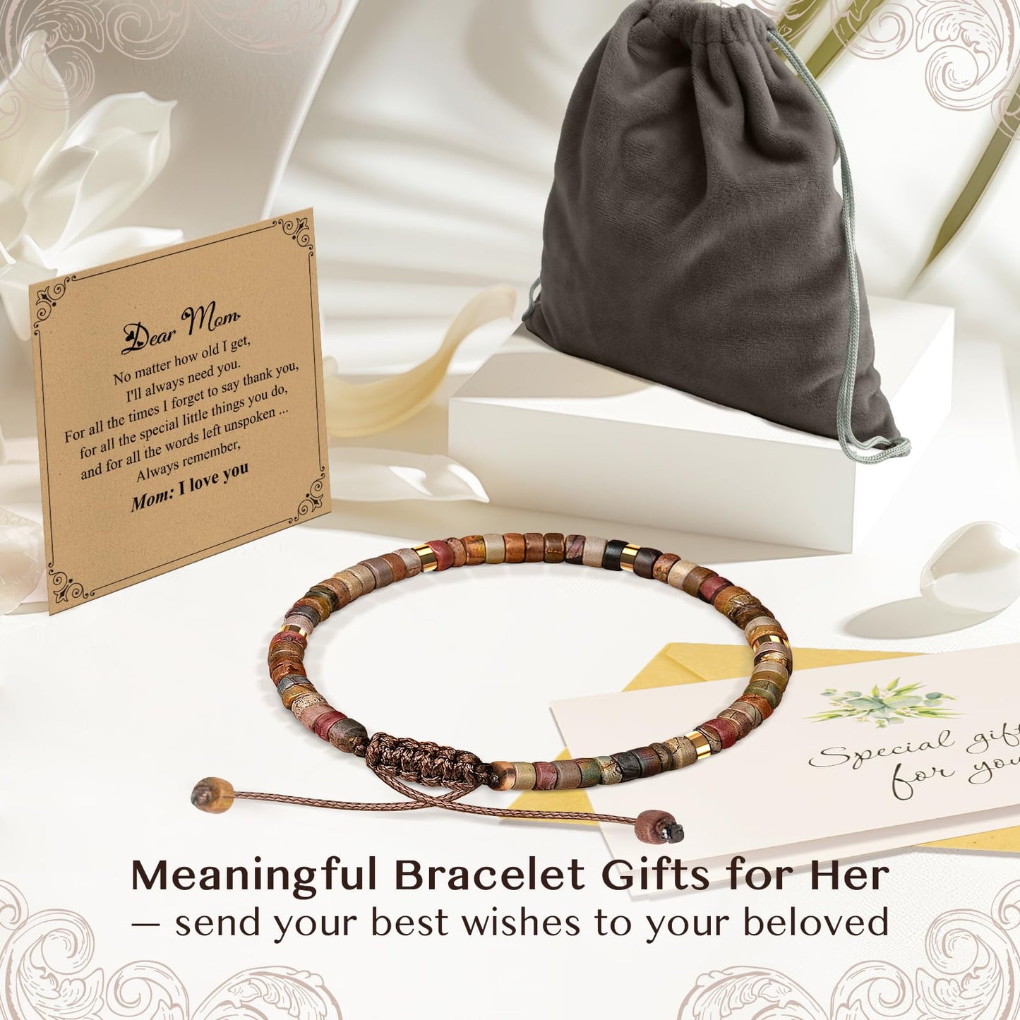 ZOKCC Inspirational Gifts Bracelets for Women Healing Natural Stone Beads Bracelets - Thank You Appreciation Christmas Birthday Gifts for Work Bestie Boss Lady