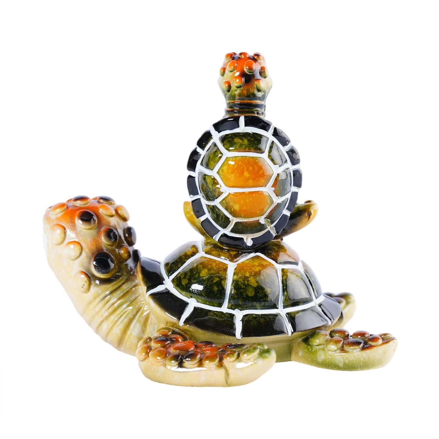 Brizoria Sea Turtle Figurine Beach Decor Ocean Decor Meditating Baby Turtle Resin Coastal Zen Statue Glossy Painted Finish for Bathroom Bedroom Office Bookshelf, Green