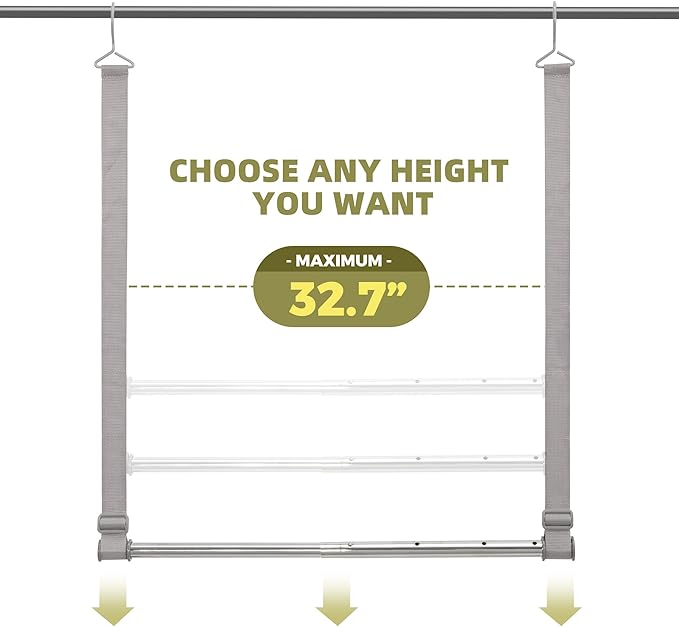 Hanging Closet Rod, 17-28In Width and Up to 32In Height Closet Extender