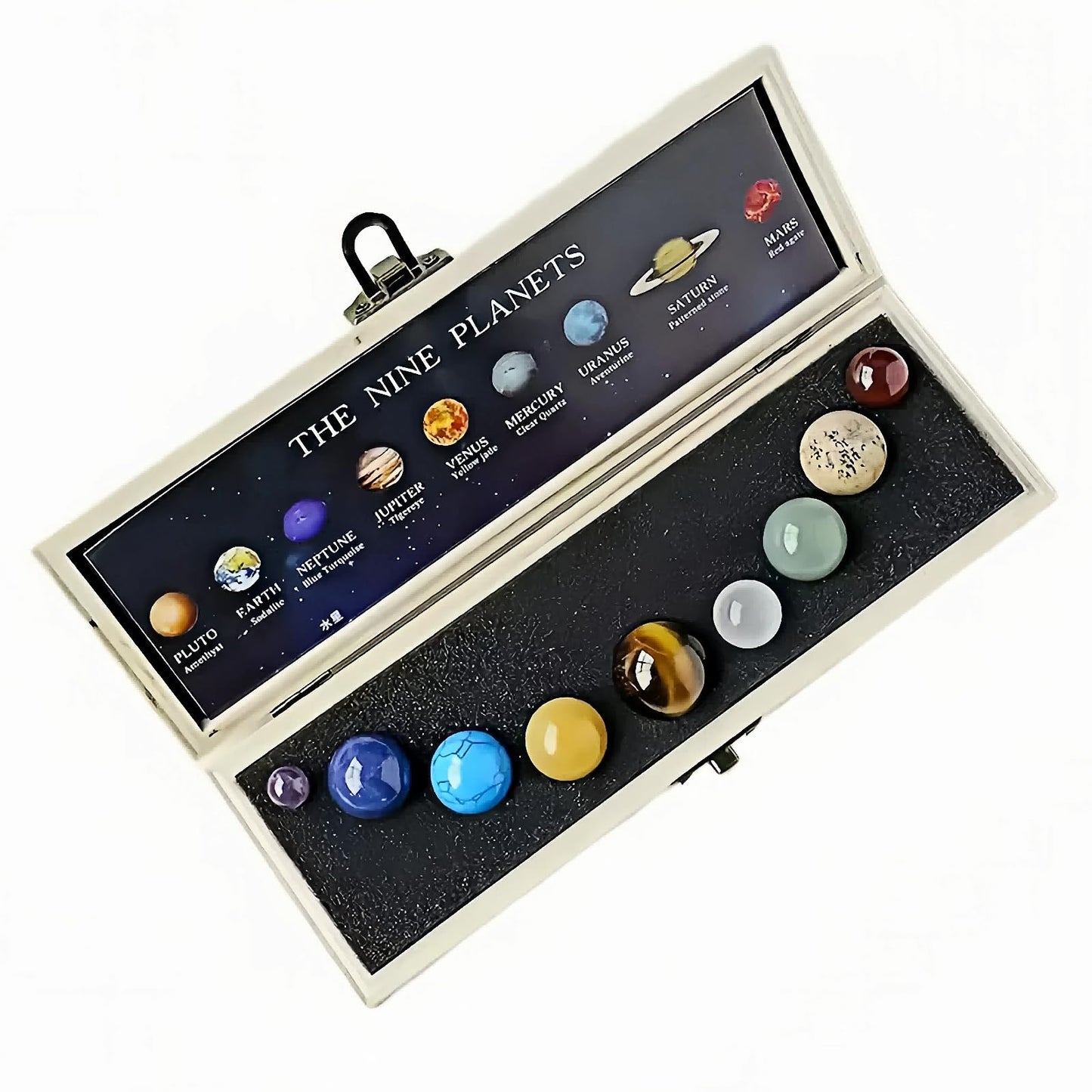 Solar System Crystal Collection - 9 Planets Gemstone Set & Planetary Booklet – Elegant Space Decor & Unique Gifts for Women & Crystal Enthusiasts