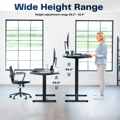 VIVO Electric 55 x 28 in Standing Desk, Memory Height Adjustment, 1B Series, Holds 220 lbs, One-Piece Black Top, Black Frame, DESK-KIT-1B55B