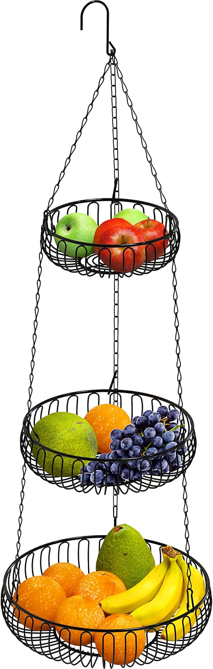 Simple Houseware Adjustable Metal Hanging Fruit Basket