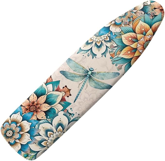 Boho Floral Dragonfly Ironing Board Cover 15x54 Inches, Standard Size Ironing