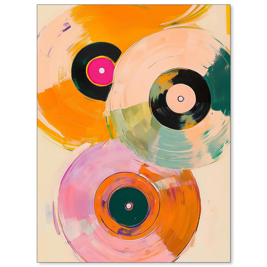 Colorful Record Player Poster Vintage Music Canvas Wall Art Modern Trendy Abstract Watercolor Painting For Living Room Bedroom Wall Decor 12x16 inch Unframed