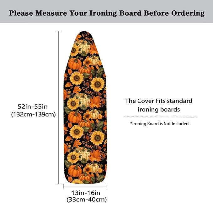 Fall Pumpkins Sunflower Leaves Durable Thick Ironing Board Covers Stain