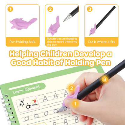 Magic Grooved Handwriting Practice Books, Large Reusable Copybooks for Children, Learn to Write Number Letter Tracing Workbook, Learning Resources for Kids Age 3-8 Kindergarten Preschool Calligraphy