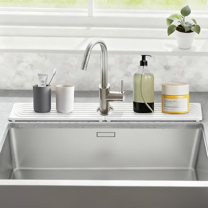 Faucet Mat for Kitchen Sink, Diatomite Drying Stone Mat Sink Protector