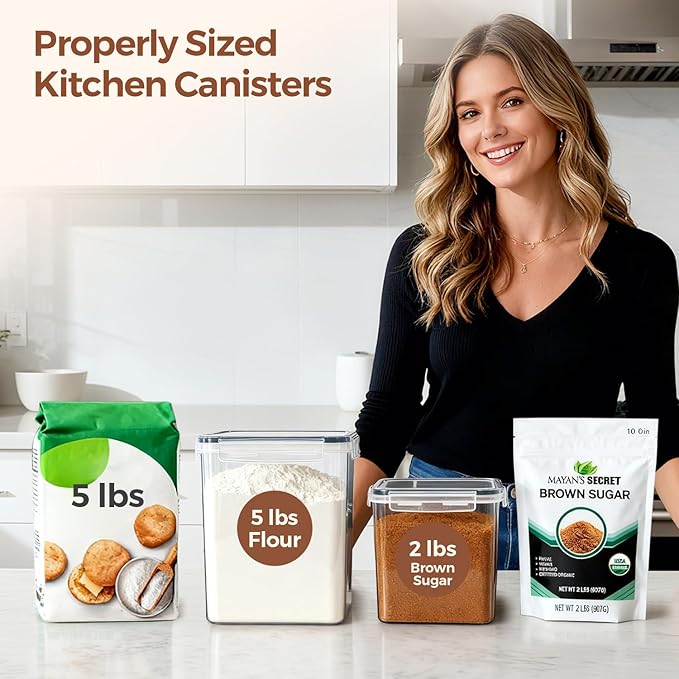 ComSaf Flour Sugar Storage Containers Set of 3, Large Airtight Food Storage