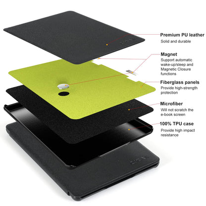 CoBak Case for All-New 7" Kindle Paperwhite(12th generation–2024)/Colorsoft Signature Edition(1st gen–2024)/Signature Edition(12th gen–2024) - PU Leather Cover with Auto Sleep/Wake, Black