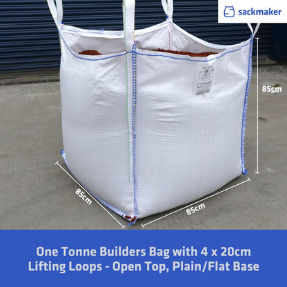 sackmaker FIBC Bulk Bag - One Tonne Builders Bag - Heavy Duty Garden Waste Bag Extra Large - Premium Grade Dumpy Bag with 4 Lifting Handles and Safety Certificate
