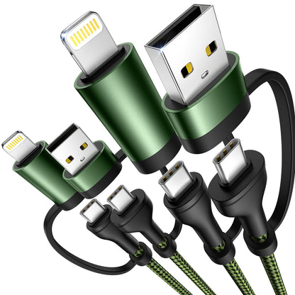 4 in 1 Charging Cable, USB C Lightning Adapter USB C to USB C 60W PD [Fast Charging & Data Sync] 4 in 1 Multi Charger for iPhone 16 15 14 13 12,MacBook Pro 2023 iPad mini 6/Pro,Samsung Galaxy S22 S21