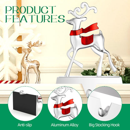 Homyplaza Christmas Stocking Holders for Mantle Weighted Metal Stocking Hangers Hooks for Fireplace Christmas Decorations (Set of 6)