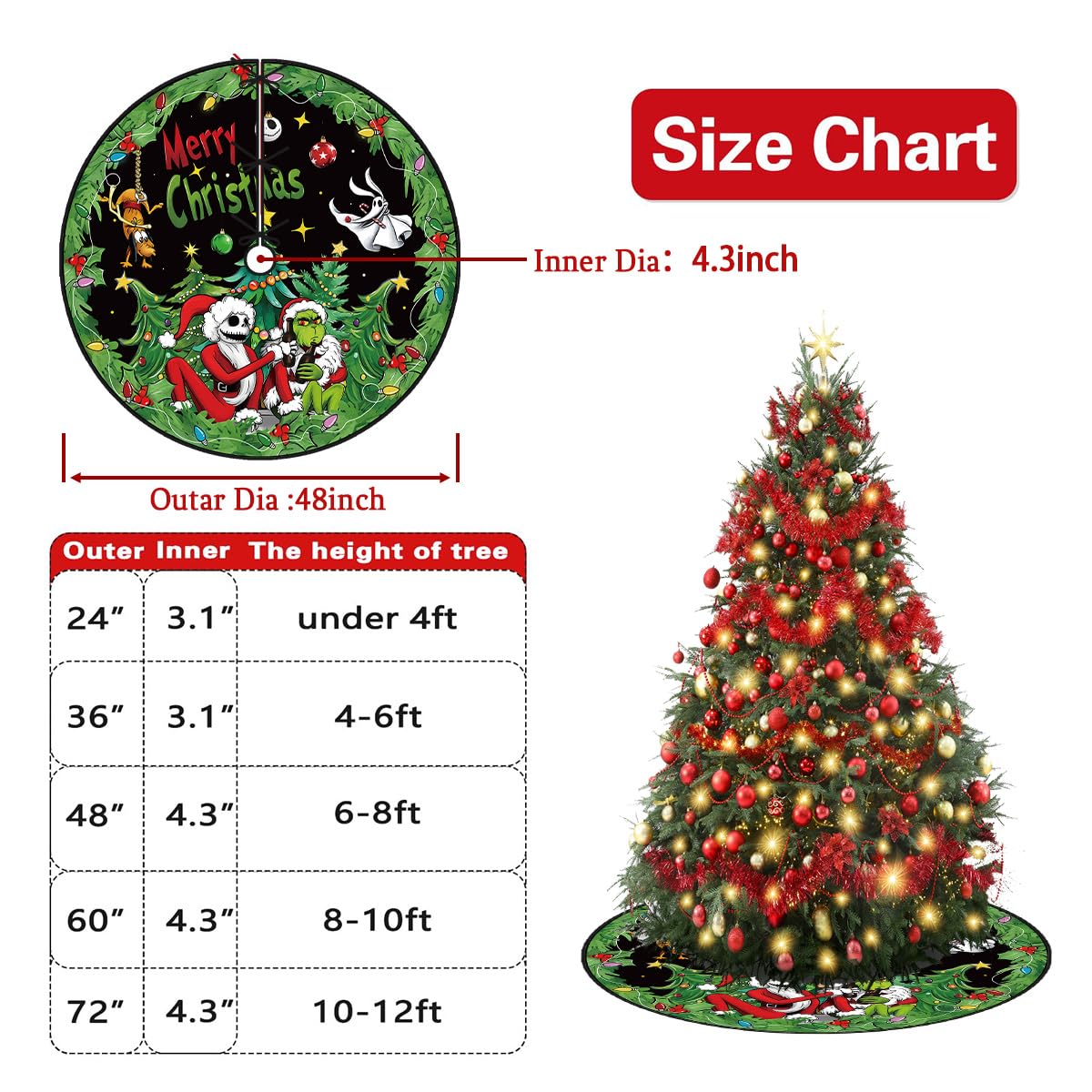 Christmas Tree Skirt 48 Inch Tree Collar Holiday New Year Winter Xmas Tree Decor Christmas Decorations for Home Party