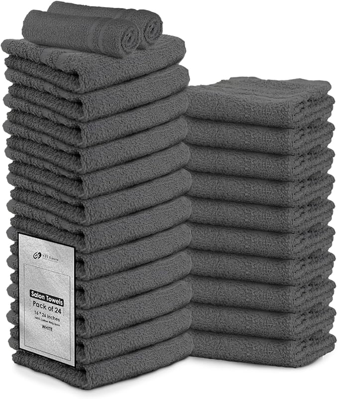 24 Pack Dark Grey Hand Towel 100% Cotton Spa Towel – 16x27 inches Highly