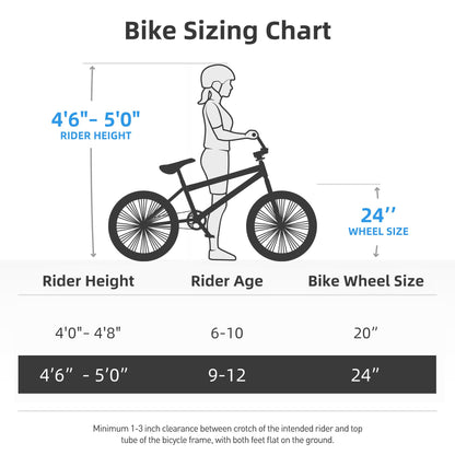 JOYSTAR 24 Inch Kids Bike Freestyle BMX Bikes for 8-12 Years Boys Girls and Beginner Riders, 24 Inch Bikes with Pink Tires, White Frame