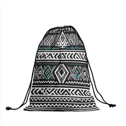 Nerxy Tribal Gymnastics Grip Bag - White Black Grip Bags for Gymnastics Mini Gym Bag Ethnic Drawstring Storage Pouch Adjustable