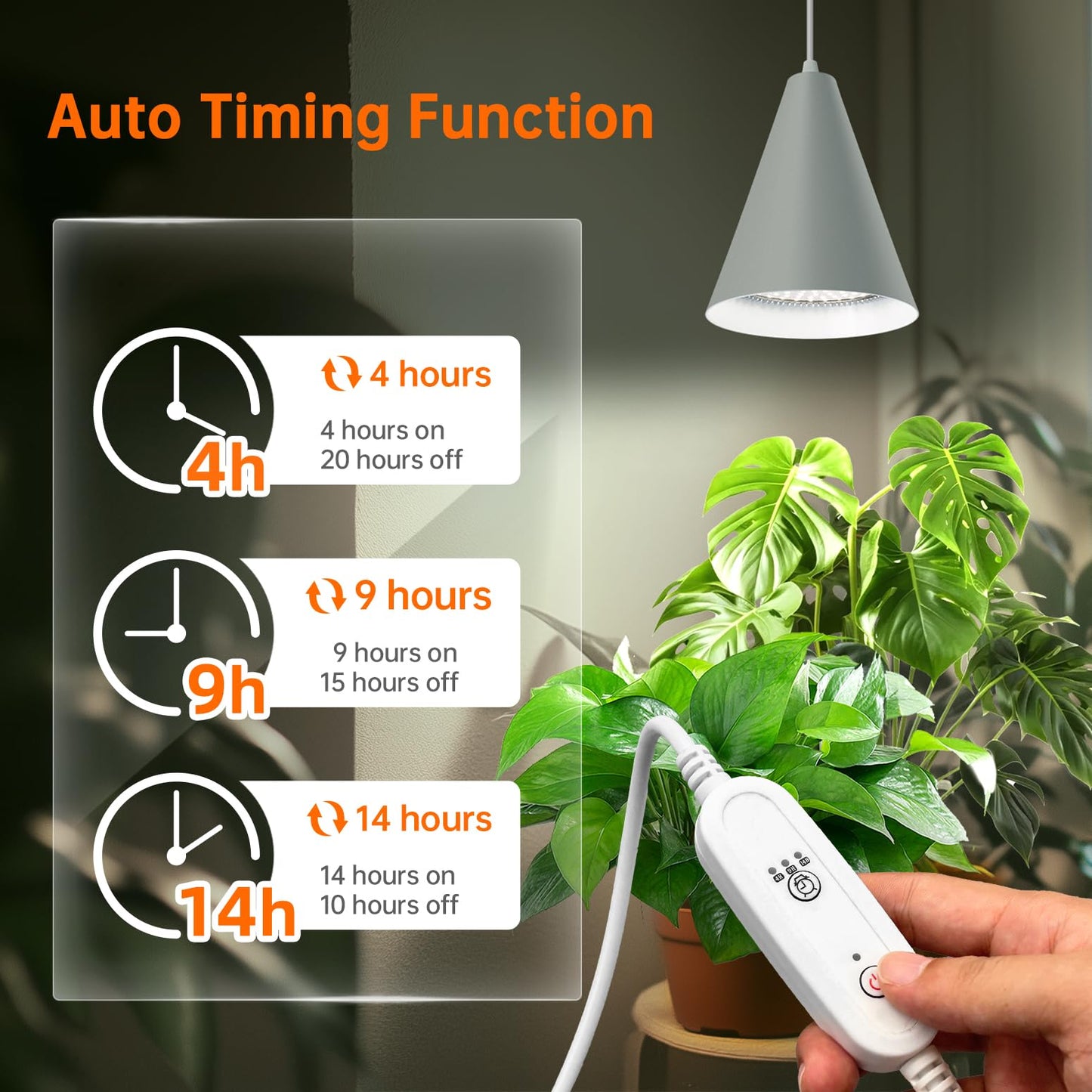 Bstrip Hanging Grow Lights for Indoor Plants-25W Full Spectrum 5000K Plant Light with 4H/9H/14H Timer& 16.4FT Power Cord for Indoor Growing, Ideal for Large Tall Plant, Garden and Flowers Greenhouse