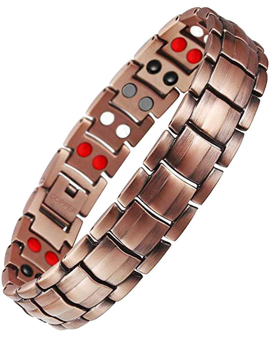 Feraco Copper Bracelet for Men 4 Kinds Magnetic Bracelets Elegant 99.99% Solid Copper Jewelry with Magnets