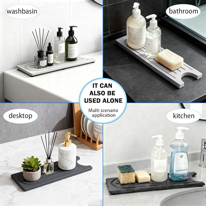 Stone Faucet Mat for Kitchen Sink, Water Absorbing Sink Water Splash Guard