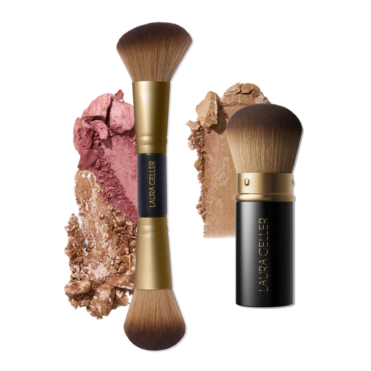 LAURA GELLER NEW YORK Retractable Black Kabuki Brush for Liquid, Cream and Powder Face Makeup With Aluminum Handle