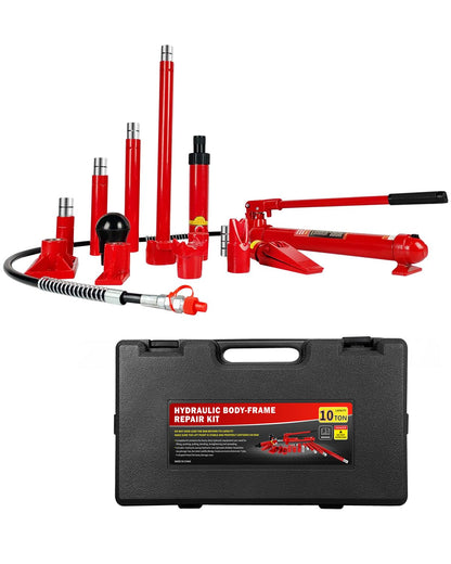 10 Ton Porta Power Hydraulic Jack Kit - 20,000 LBS Capacity Heavy Duty Hydraulic Ram Set with 17-Piece Accessories & Carrying Case, for Auto Truck Tractor Equipment Repair, Max Lift 5.1 Inch