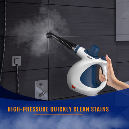 Pressurized Handheld Multi-Surface Natural Steam Cleaner with 12 pcs Accessories, Multi-Purpose Steamer for Home Use, Steamer for Cleaning Floor, Upholstery, Grout and Car (Grey)