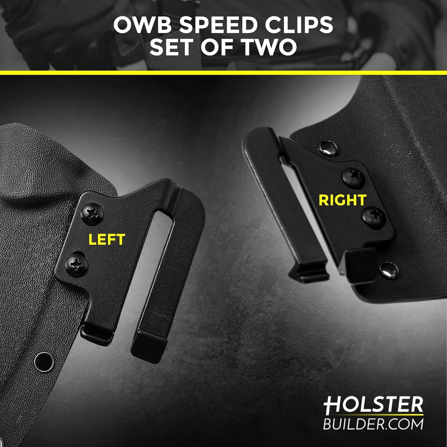 HolsterBuilder 1.75" Holster Speed Clips - Belt Clip for Outlaw OWB Holsters - Adjustable Cantt for Leather, and Hybrid Holster - Quick Clip High-Grade Material with Hardware