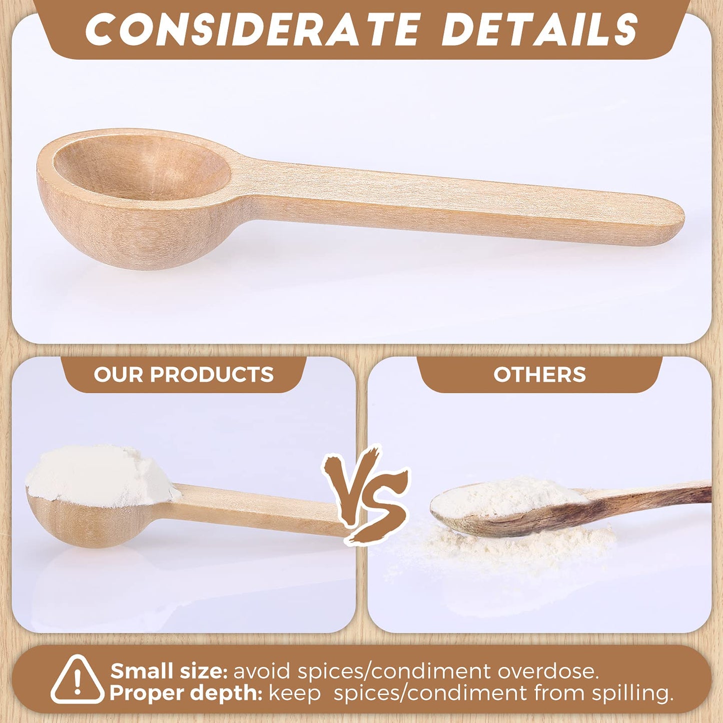 Patelai 100 Pieces Mini Wooden Spoons Bulk 3 Inch Small Condiments Tiny Jars Spoons for Coffee Condiment Honey Teas Sugar Kitchen Cooking Bath Salt (Cute Style)