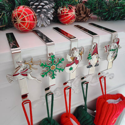 K-MLICE Christmas Stocking Holders Set of 5, Christmas Stocking Holders for Mantle Set of 5, Fireplace Stocking Hangers 5 Pack, Stocking Stand, Farmhouse Rustic Xmas Decorations for Home Indoor
