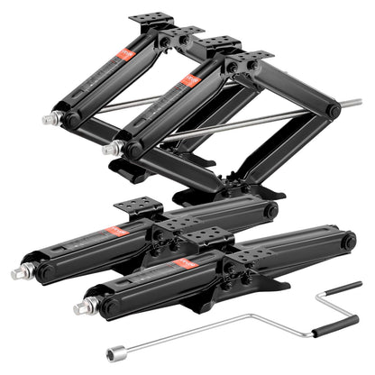 VEVOR 6500 lbs RV Scissor Jacks, 4-23.4 in RV Stabilizer Leveling Scissor Jacks, Set of 4, Heavy Duty Stabilizer Jack with Crank Handle, Socket and Bubble Levels, Not Easily Bent or Deformed