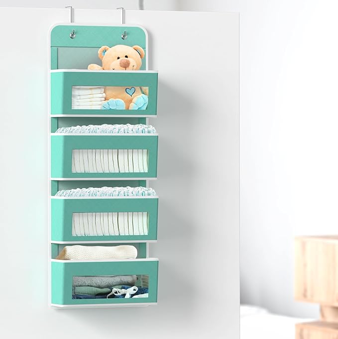 Simple Houseware 4 Clear Window Pocket Over Closet Door Storage Hanging