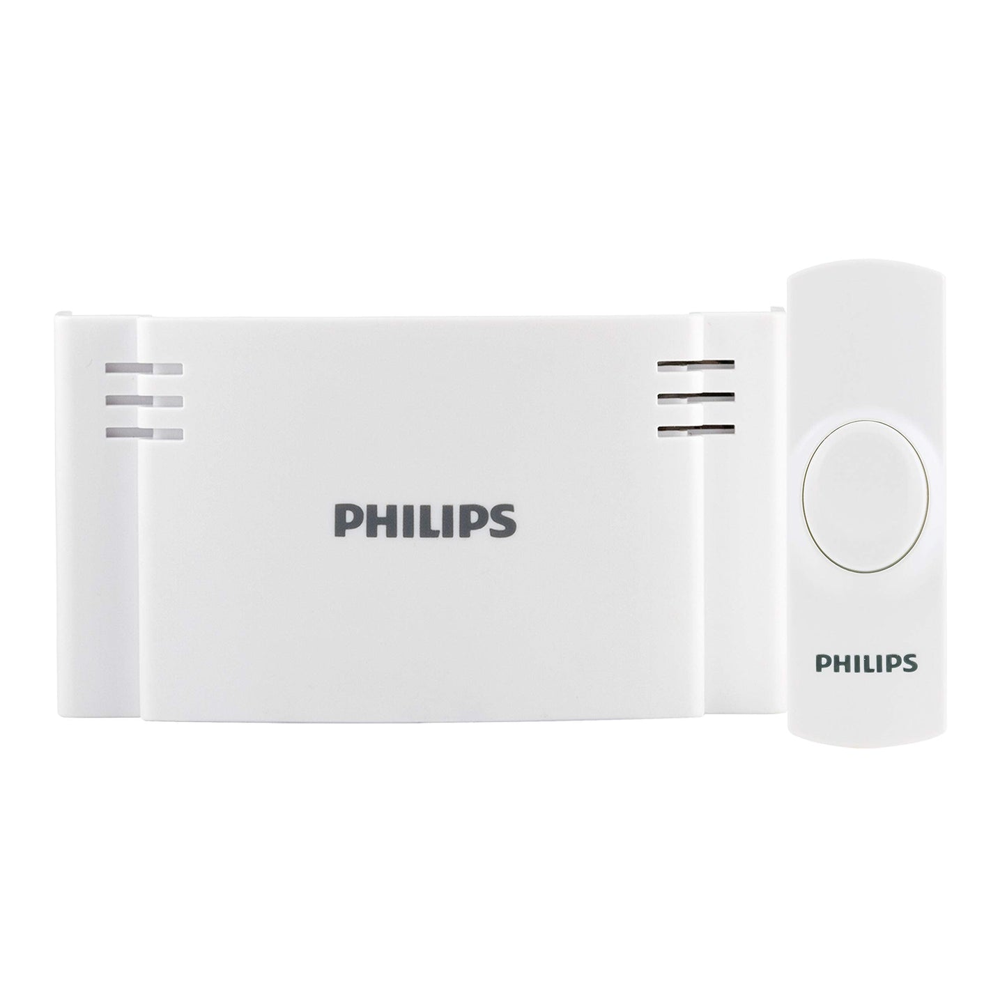 Philips Wireless Doorbell Kit, Plug-In Reciever, 2 Push Buttons, 8 Melodies, 4 Volume Levels, 150 Ft Range, White, DES2280W/27
