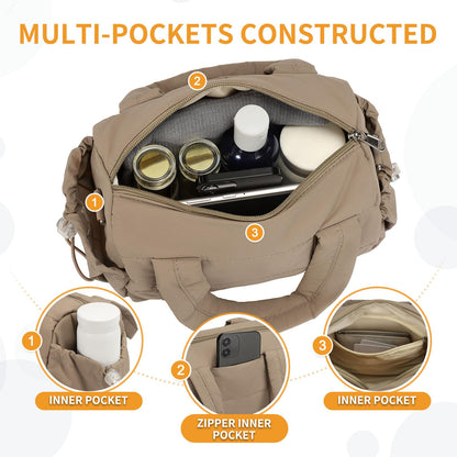 Convgo 8L Mini Gym Bag for Women, Small Size Sport Duffel Bag for Yoga Dance Swimming, Water-Resistant Compact Workout Bag with Adjustable Strap, Brown