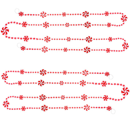 2 Pieces 19.6 ft Plastic Christmas Candy Cane Garland - Xmas Tree, Wreath, Fence & Fireplace Decor